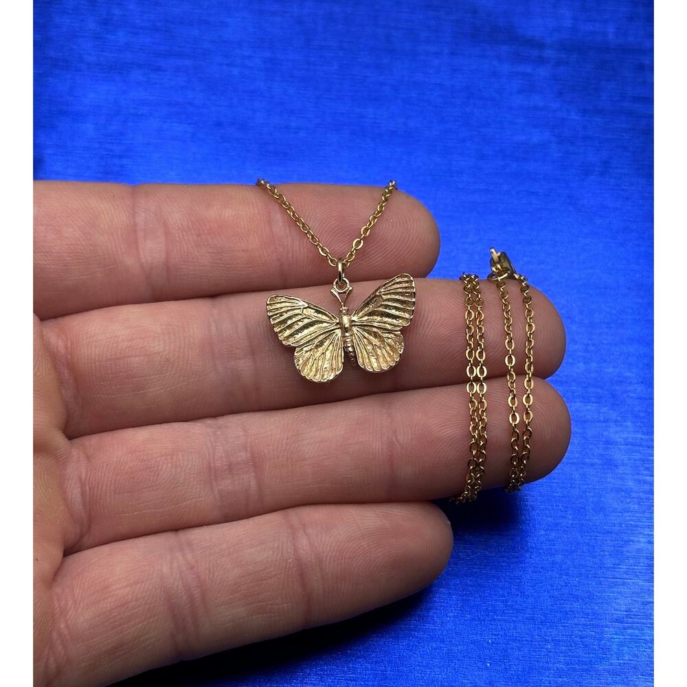 Bronze Butterfly Pendant with Stainless Steel Chain